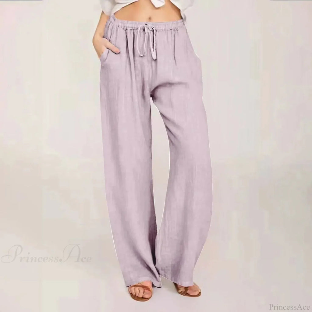 Cotton Linen Palazzo Wide Leg Pants image 1
