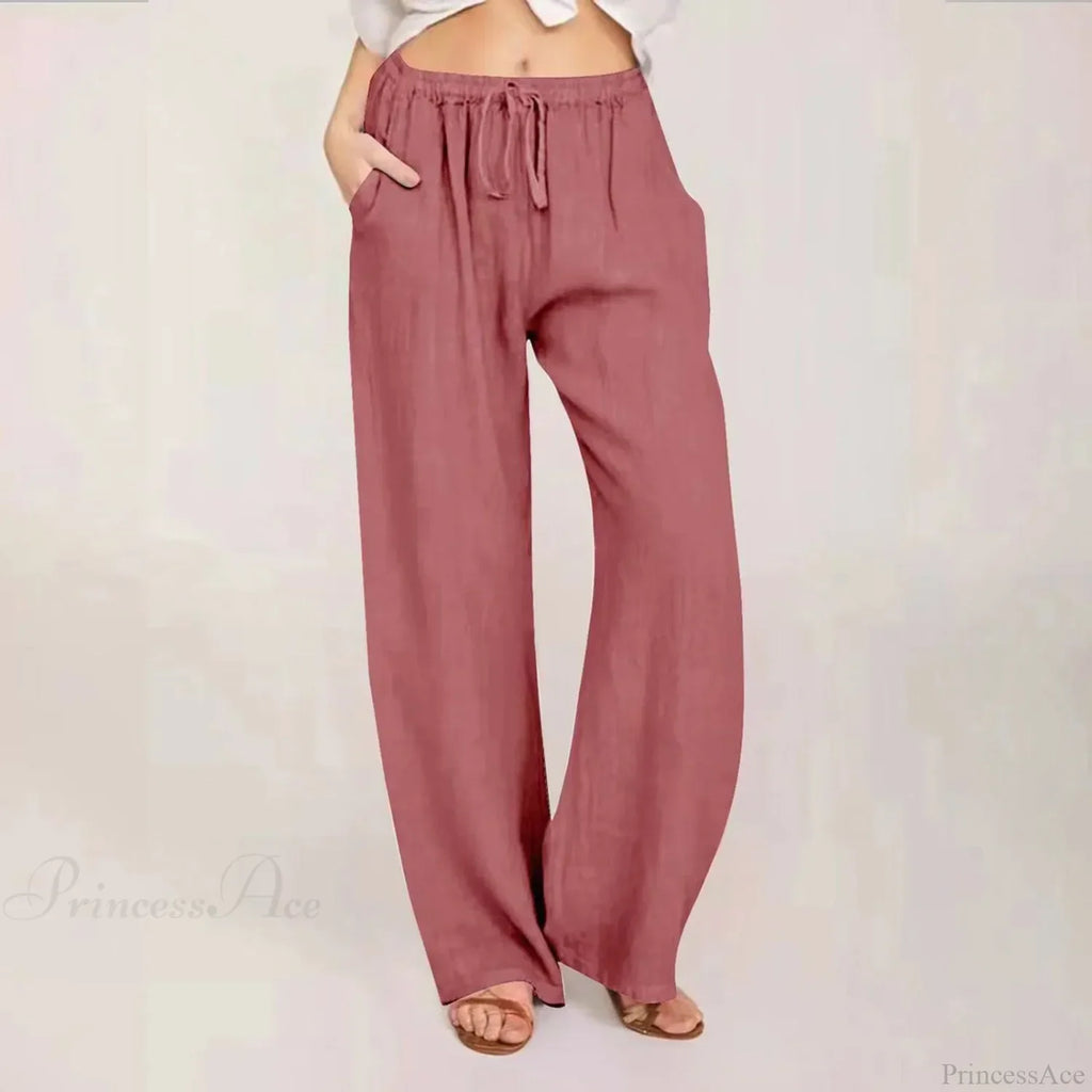 Cotton Linen Wide Leg Drawstring Pants image 2