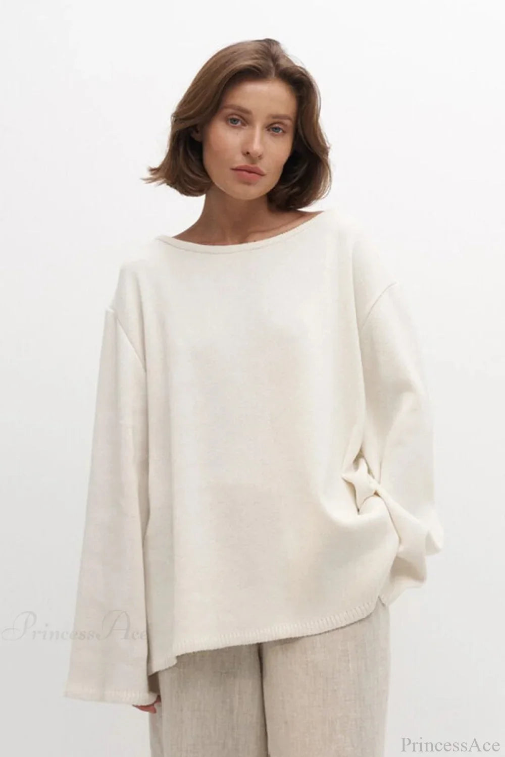 Cotton Loose Fit Off-Shoulder Knit Sweater image 5