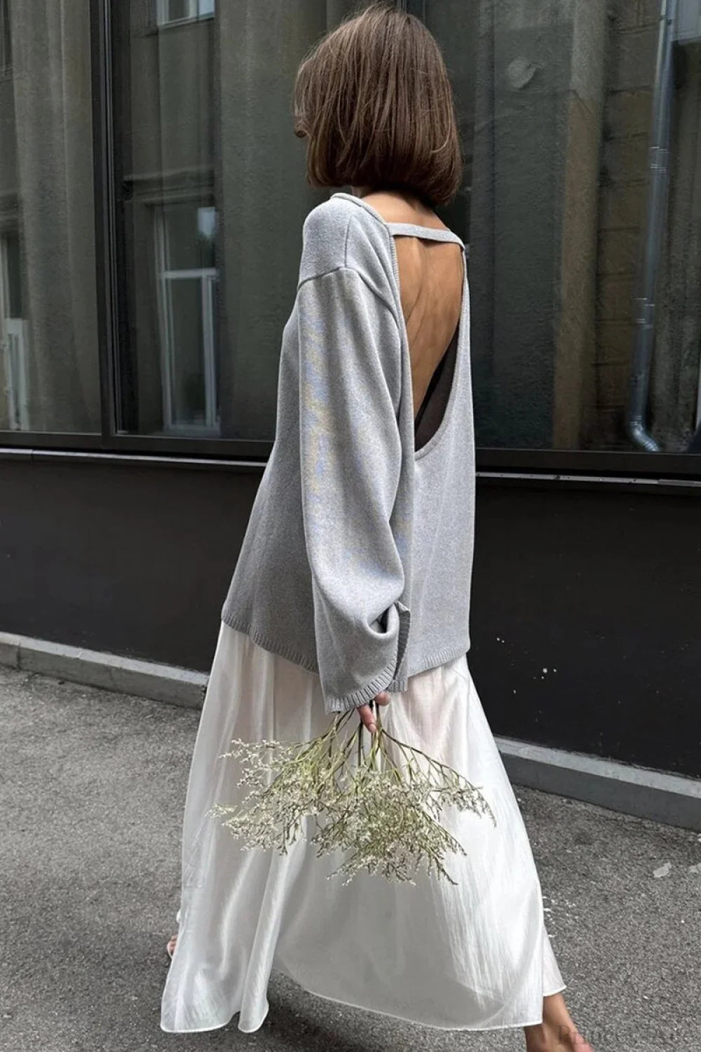 Cotton Loose Fit Off-Shoulder Knit Sweater image 4