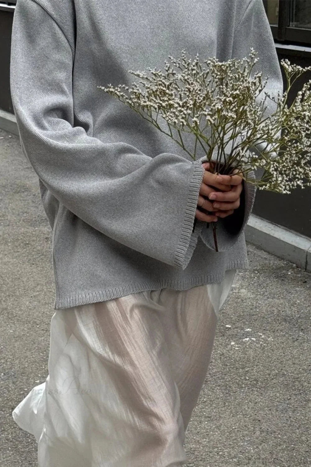 Cotton Loose Fit Off-Shoulder Knit Sweater image 3