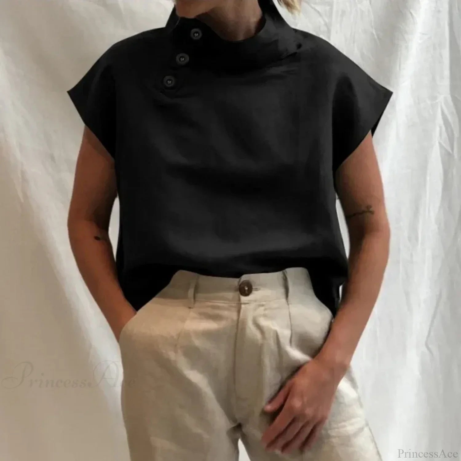 Cotton Loose White Blouse Summer Blouse image 6