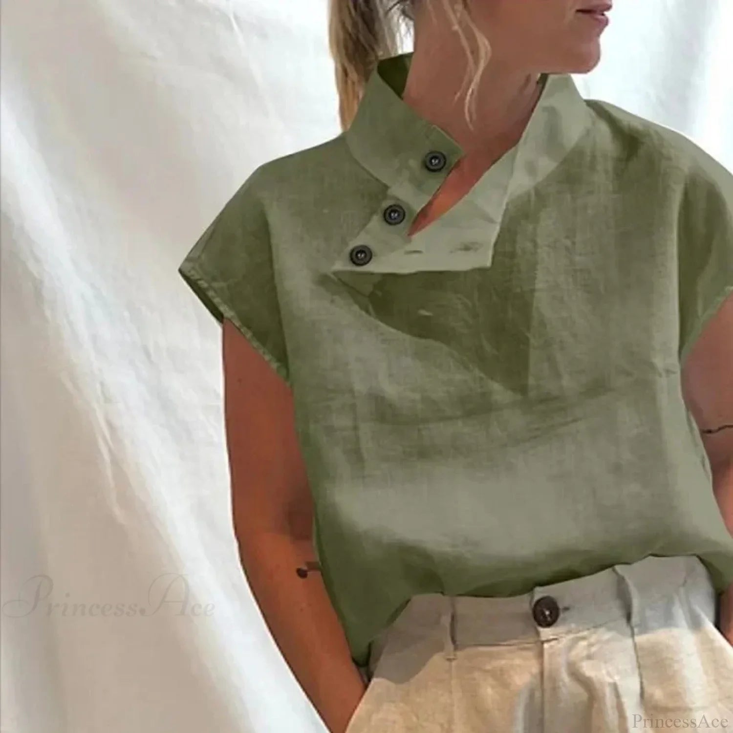Cotton Loose White Blouse Summer Blouse image 3