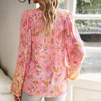 Cotton Rayon Floral Printed Long Sleeve Beach Boho Blouse image 3