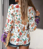Cotton Rayon Floral Printed Long Sleeve Beach Boho Blouse image 5
