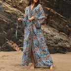 Cotton Rayon Kimono Boho Beach Cover up Loose Dress image 7