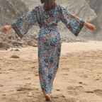 Cotton Rayon Kimono Boho Beach Cover up Loose Dress image 2