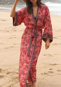 Cotton Rayon Kimono Boho Beach Cover up Loose Dress image 6