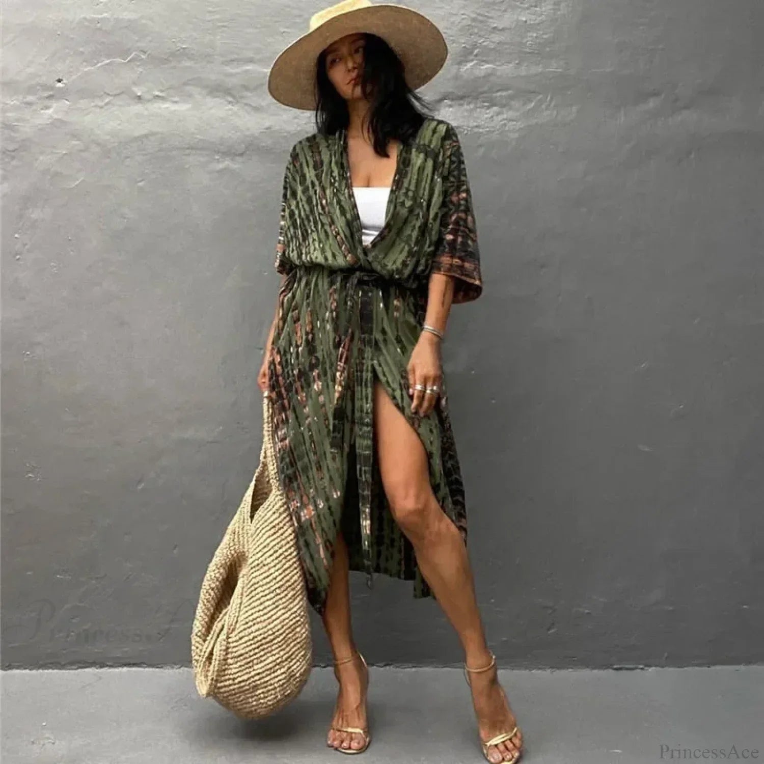 Cotton Rayon Striped Print Cardigan Boho Beach Cover up image 16