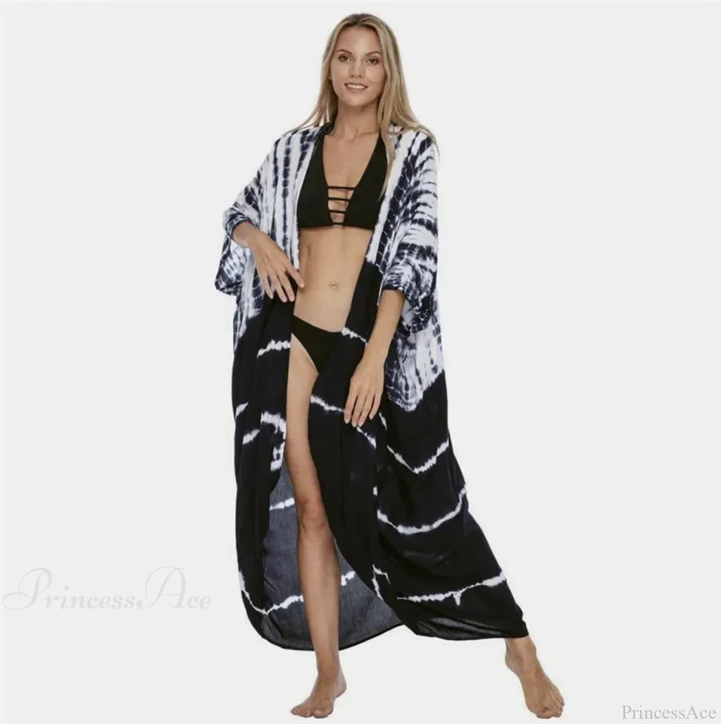 Cotton Rayon Striped Print Cardigan Boho Beach Cover up image 17