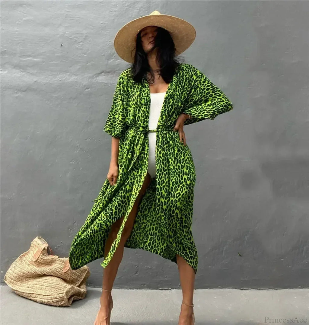 Cotton Rayon Striped Print Cardigan Boho Beach Cover up image 11