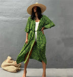Cotton Rayon Striped Print Cardigan Boho Beach Cover up image 11