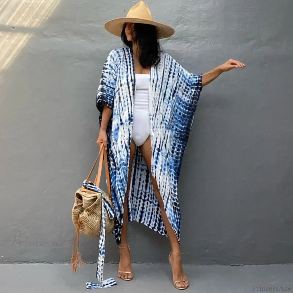 Cotton Rayon Striped Print Cardigan Boho Beach Cover up image 6