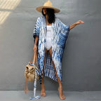 Cotton Rayon Striped Print Cardigan Boho Beach Cover up image 6