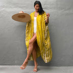 Cotton Rayon Striped Print Cardigan Boho Beach Cover up image 8