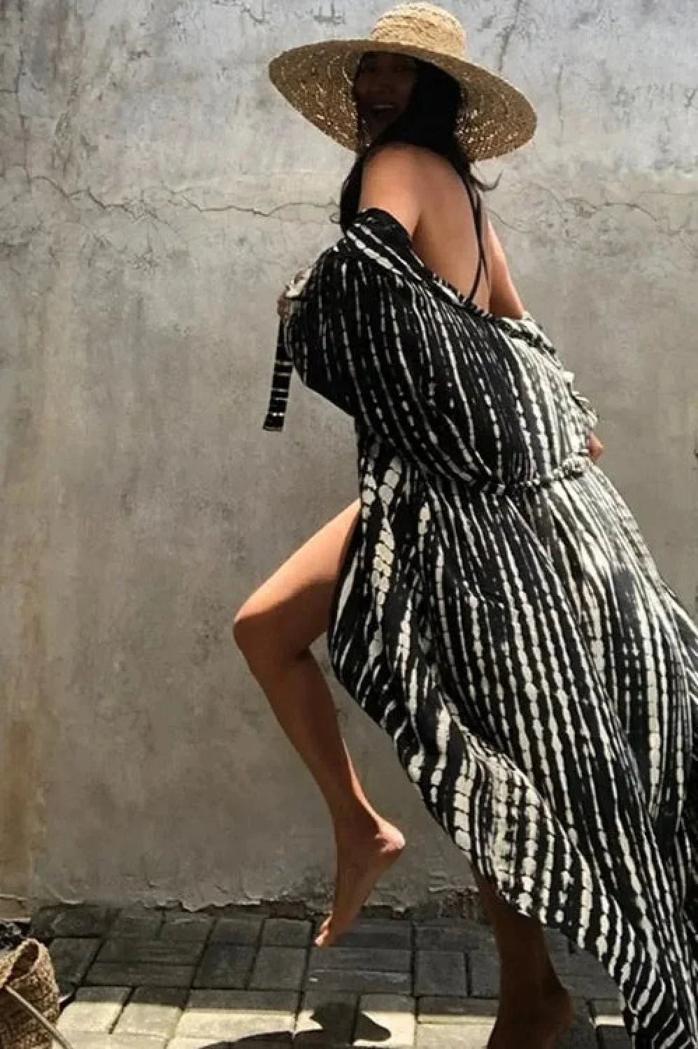 Cotton Rayon Tie-Dye Stripes Boho Kimono Cover up image 3