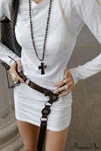 Cotton Sheer White Fitted Bodycon Mini Dress image 4