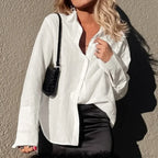 Cotton Solid Loose Casual Office Blouse image 4