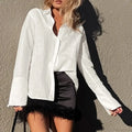 Cotton Solid Loose Casual Office Blouse image 2