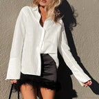 Cotton Solid Loose Casual Office Blouse image 2