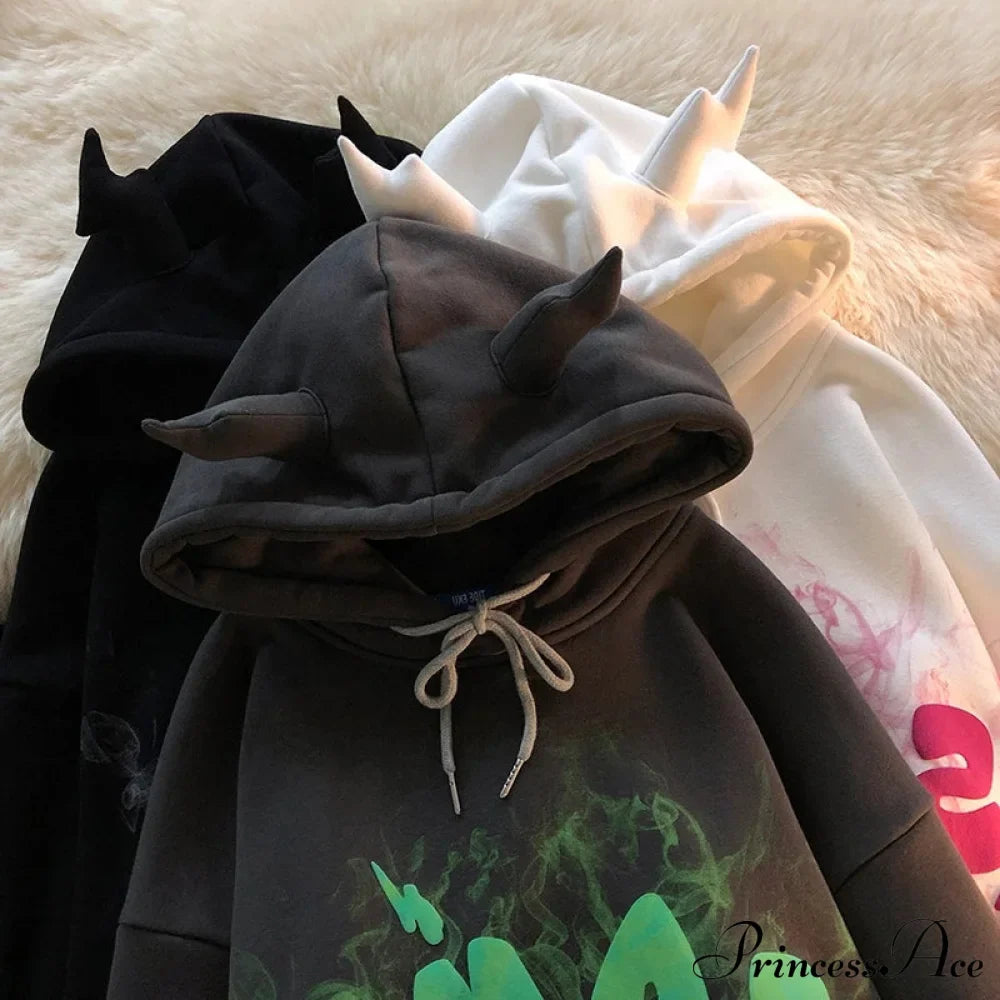 Cotton Warm Cute Horn Hoody Jacket image 1
