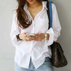 Cotton White Long Sleeve Button-up Blouse image 1