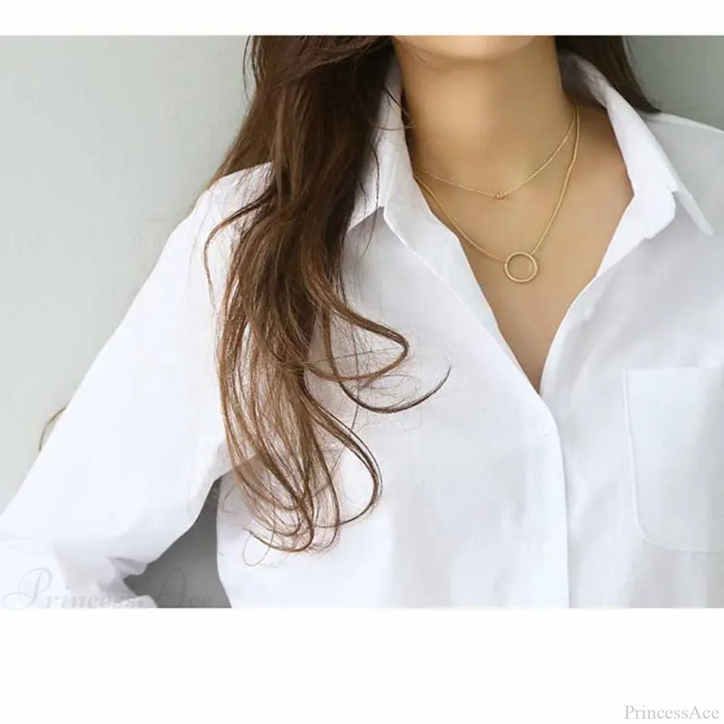 Cotton White Long Sleeve Button-up Blouse image 4