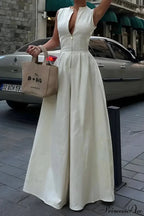 Cotton Zippered Sleeveless Pocket Maxi Dress image 1