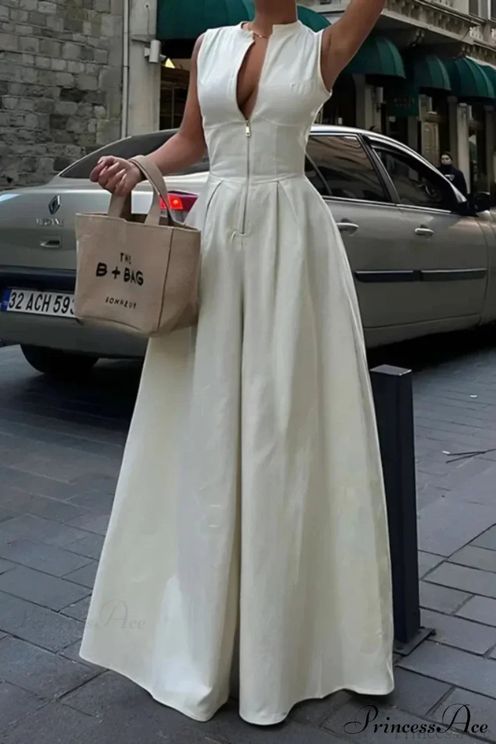 Cotton Zippered Sleeveless Pocket Maxi Dress image 1