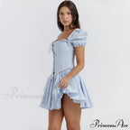Countryside Summer Puff Charming Sleeve Corset Mini Dress image 9