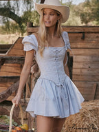 Countryside Summer Puff Charming Sleeve Corset Mini Dress image 6