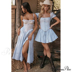 Countryside Summer Puff Charming Sleeve Corset Mini Dress image 13