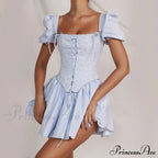 Countryside Summer Puff Charming Sleeve Corset Mini Dress image 7