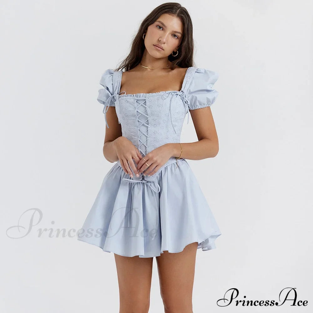Countryside Summer Puff Charming Sleeve Corset Mini Dress image 11