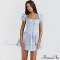 Countryside Summer Puff Charming Sleeve Corset Mini Dress image 3