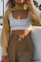 Cover-up Solid Knit Ribbed Turtleneck Sweater image 8