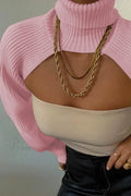 Cover-up Solid Knit Ribbed Turtleneck Sweater image 1
