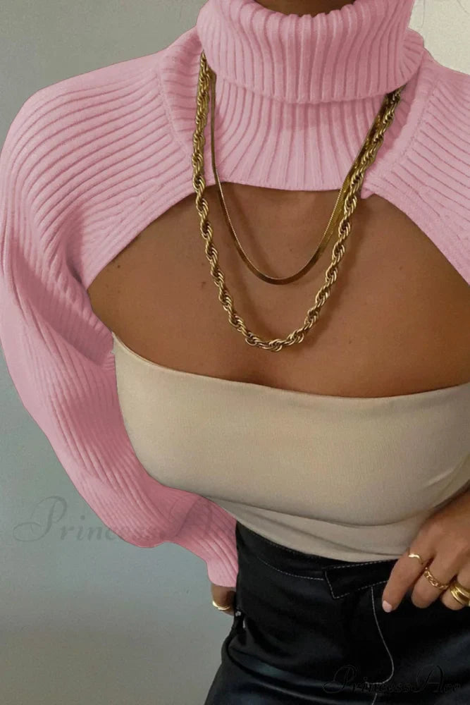 Cover-up Solid Knit Ribbed Turtleneck Sweater image 1