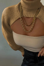 Cover-up Solid Knit Ribbed Turtleneck Sweater image 9