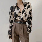 Cow Print Button Up Long Sleeve Blouse image 2