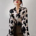 Cow Print Button Up Long Sleeve Blouse image 5