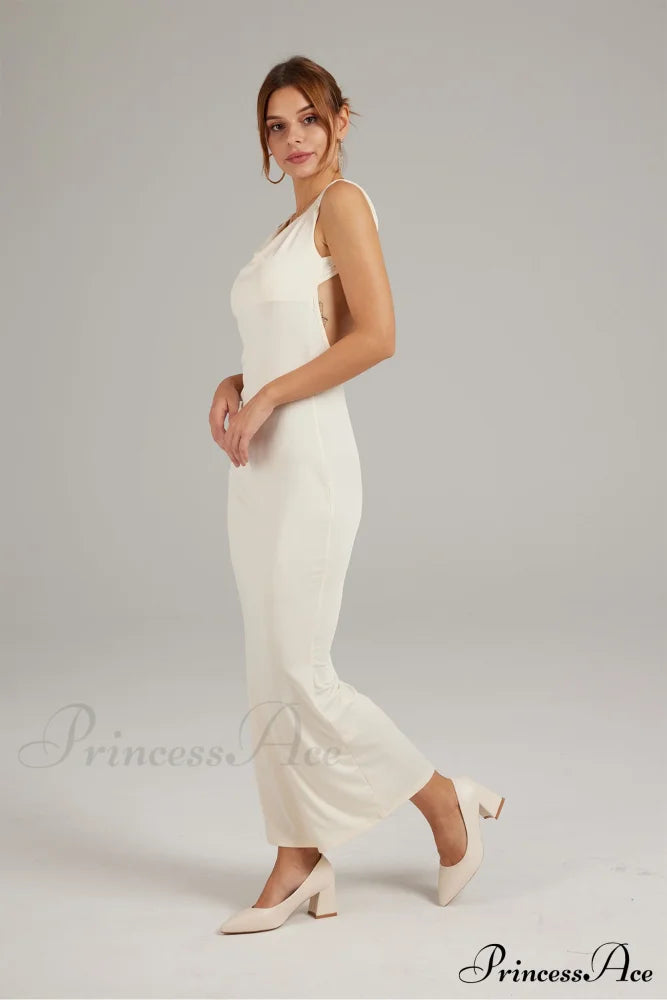 Cowl Neck Backless Pack Hip Dress in Solid Color image 4