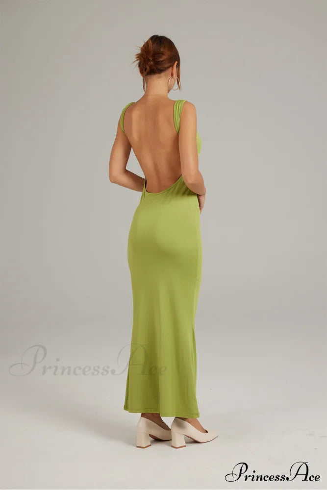 Cowl Neck Backless Pack Hip Dress in Solid Color image 8