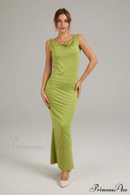 Cowl Neck Backless Pack Hip Dress in Solid Color image 6