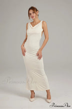 Cowl Neck Backless Pack Hip Dress in Solid Color image 3