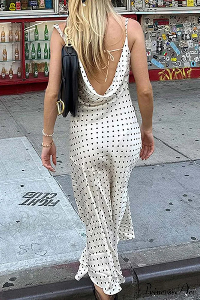 Cowl Neck Slit Dress with Polka Dots image 4