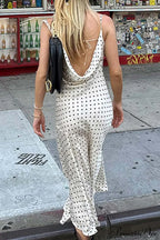 Cowl Neck Slit Dress with Polka Dots image 4