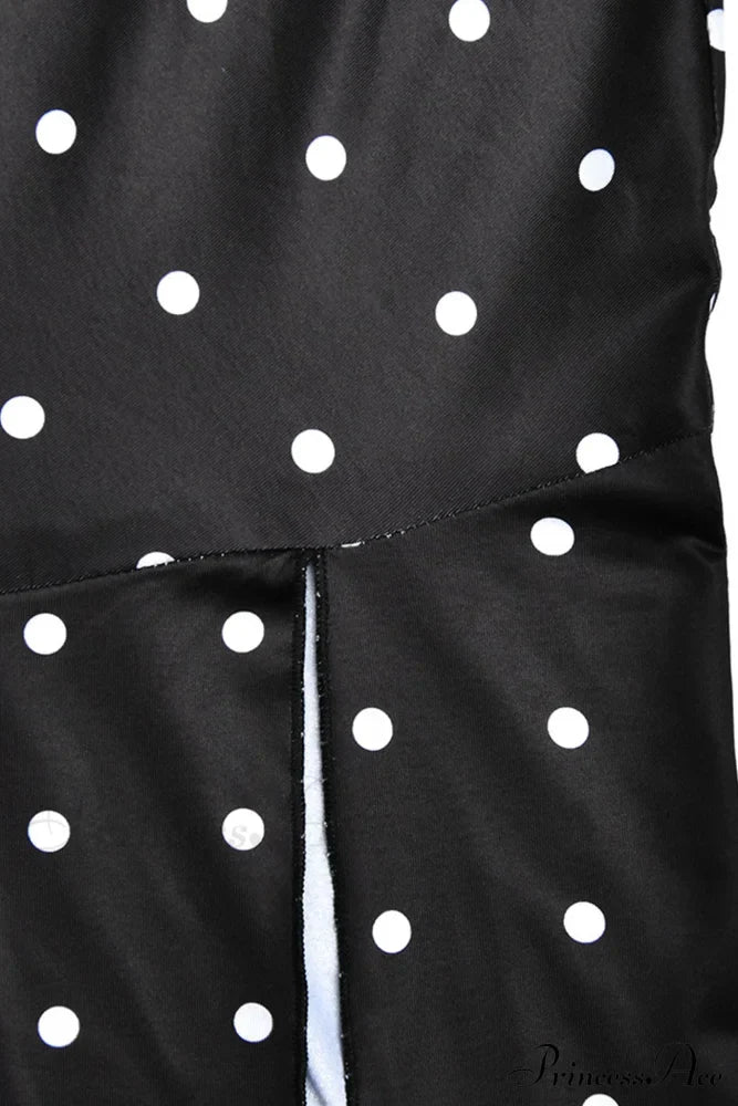 Cowl Neck Slit Dress with Polka Dots image 10