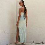 Cowl Neck Strapless Slit Modern Maxi Evening Dress - Black image 3