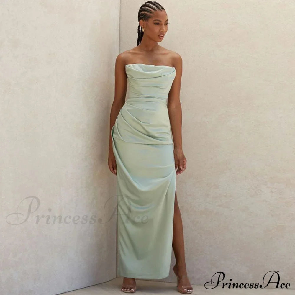 Cowl Neck Strapless Slit Modern Maxi Evening Dress - Black image 2